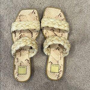 Dolce Vita Cream Slide Sandals with Ruched Straps